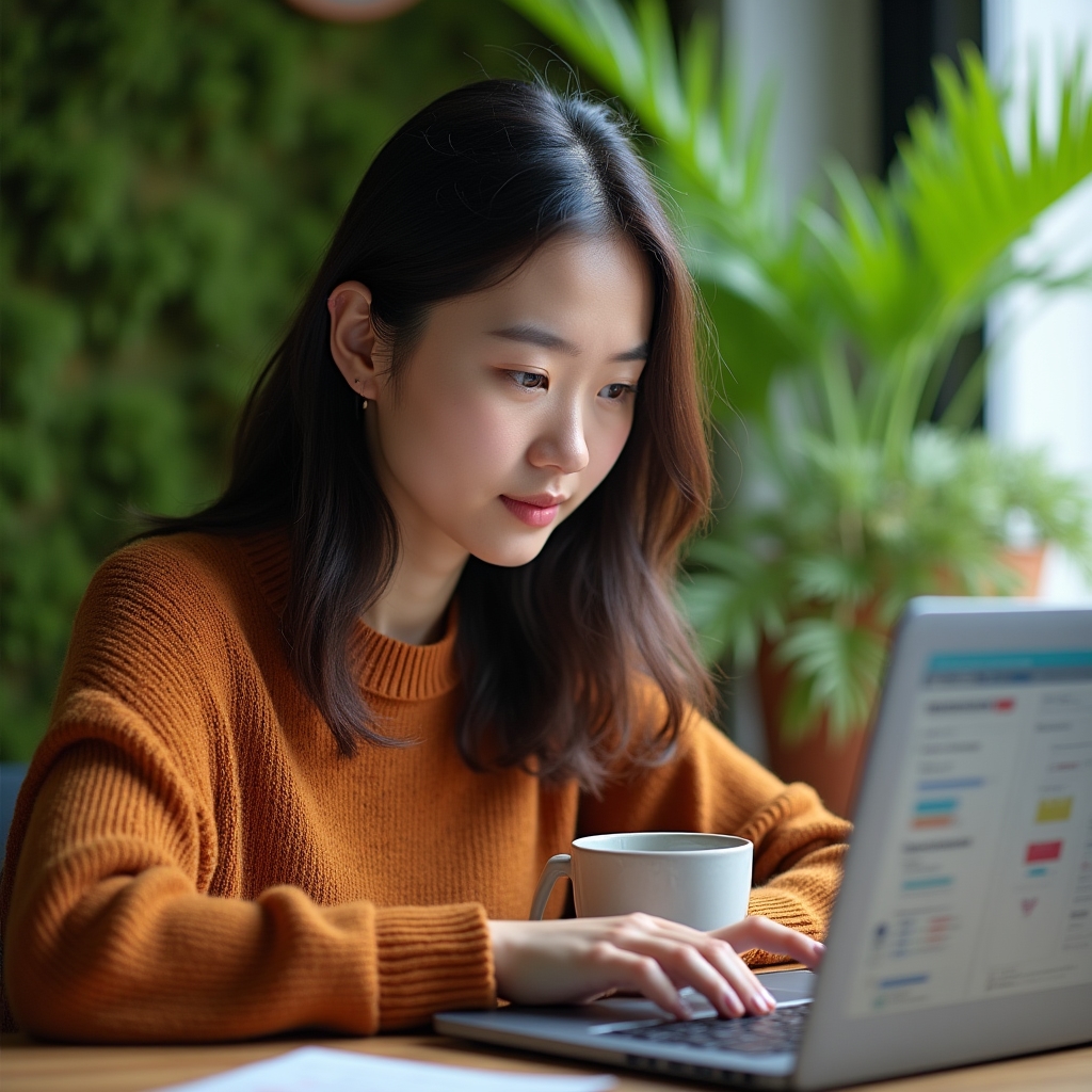 Person lernt online mit Laptop von zu Hause