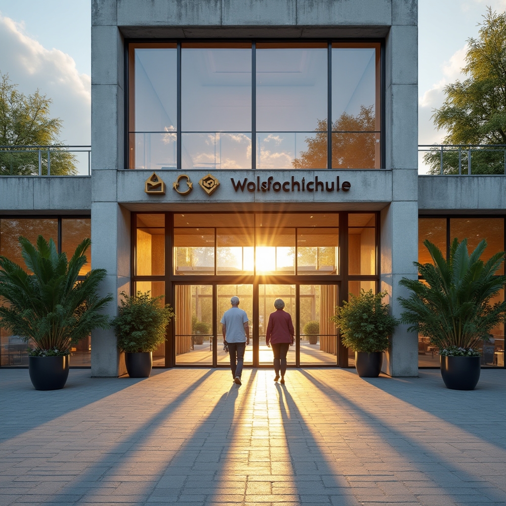 Eingang eines Volkshochschulgebäudes in einer deutschen Stadt